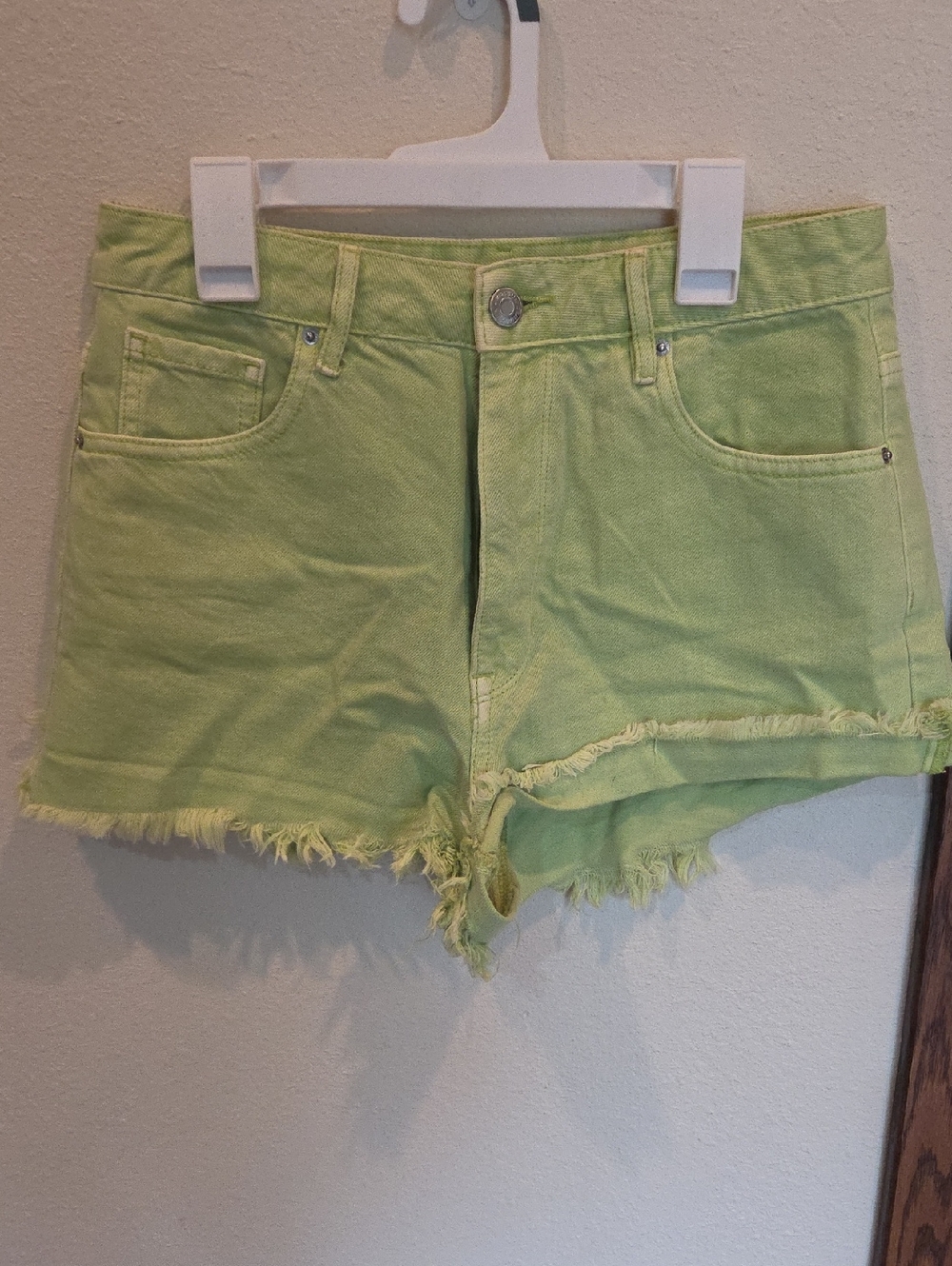 PacSun Lime Green Frayed Hem Denim Shorts